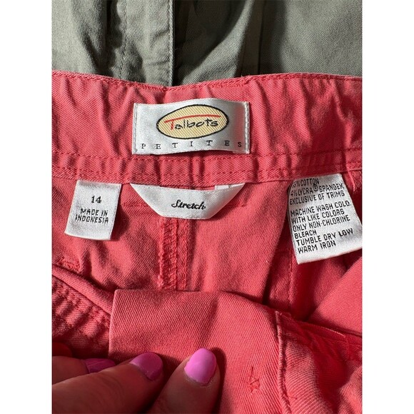 Talbots Petites Cargo Shorts Lot of 3 Womens Size 14P Coral Green Gray - Picture 5 of 11